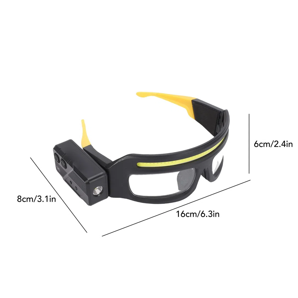 Linterna Frontal para Gafas, LED COB 1000LM, Resistente Al Agua, USB, Luz de Trabajo Portátil, Gafas Frontales con Sensor de Onda para Pesca Nocturna Al Aire, Ciclismo