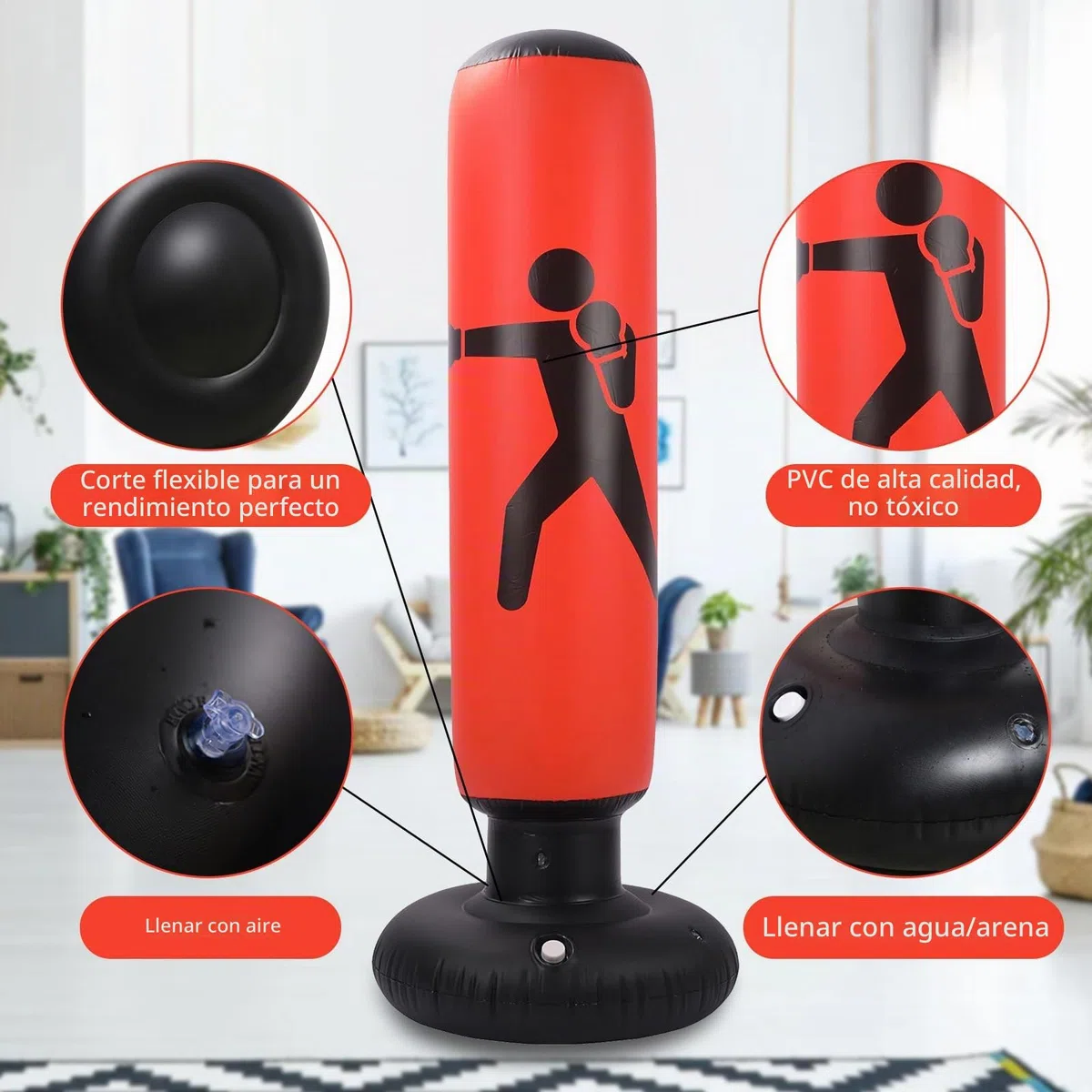 Saco de Boxeo Hinchable para Niños - 160 cm de Pie Con Bomba de Aire y Guantes para Karate, Kickboxing
