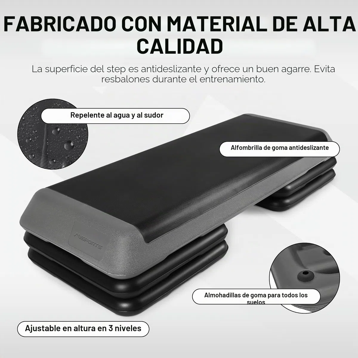Tablero de paso a paso Professional incluye póster de ejercicios + aplicación Gratis Work Out | Stepper de Gimnasio ajustable en 3 alturas diferentes | Stepper