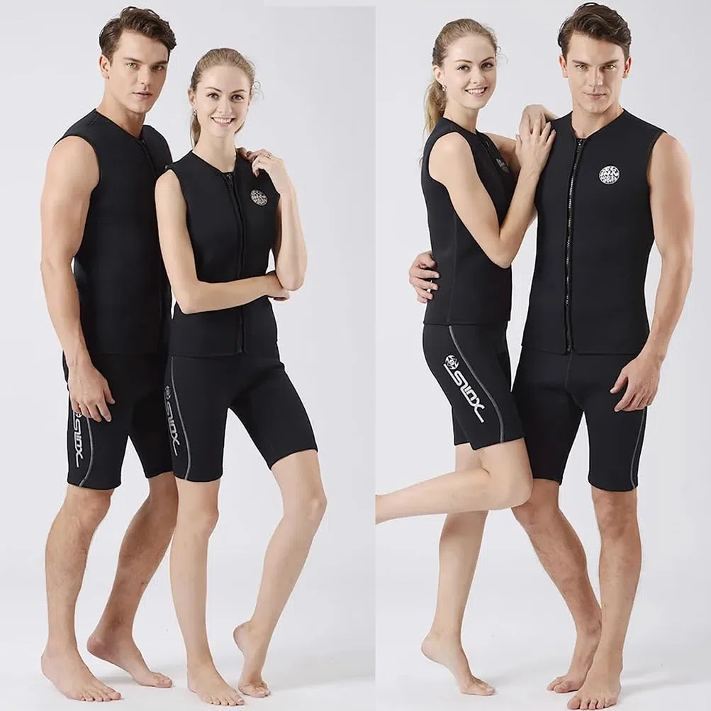 Chaleco de neopreno de 3 mm con cremallera frontal para hombre y mujer, chaqueta sin mangas para canoa, buceo, surf, esnórquel