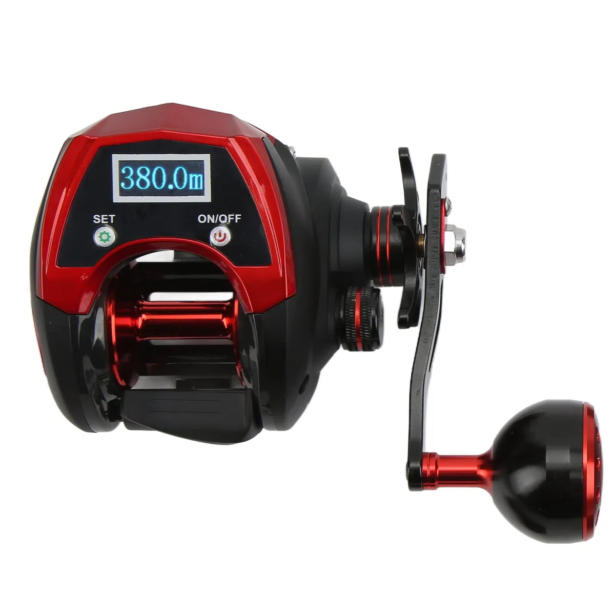 Pantalla LCD Carrete de Baitcasting Digital Ligero Carrete de Pesca Eléctrica para Entusiastas de la Pesca Nocturna Fibra de Carbono/Negro (Pantalla Digital de Segunda generación