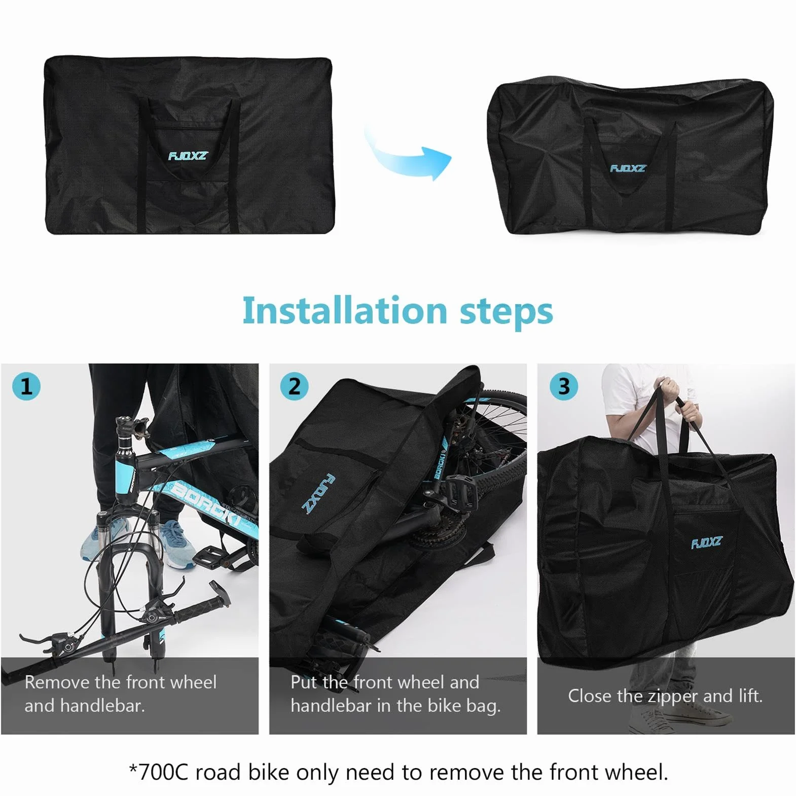 Bolsa de Transporte para Bicicleta de 26 Pulgadas 1680D Oxford Plegable Bolsa de Almacenamiento Bicicleta Bolse de Viaje para Avión, Viajes en Tren