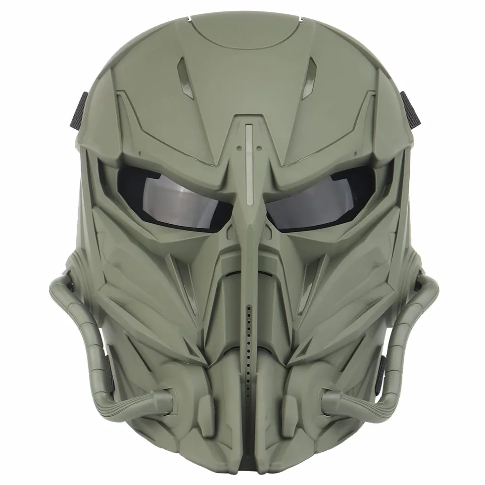 Máscara Táctica Pistola Aire Comprimido Grey Lens Full Face Skeleton Paintball Protección Máscara Juegos Guerra Halloween
