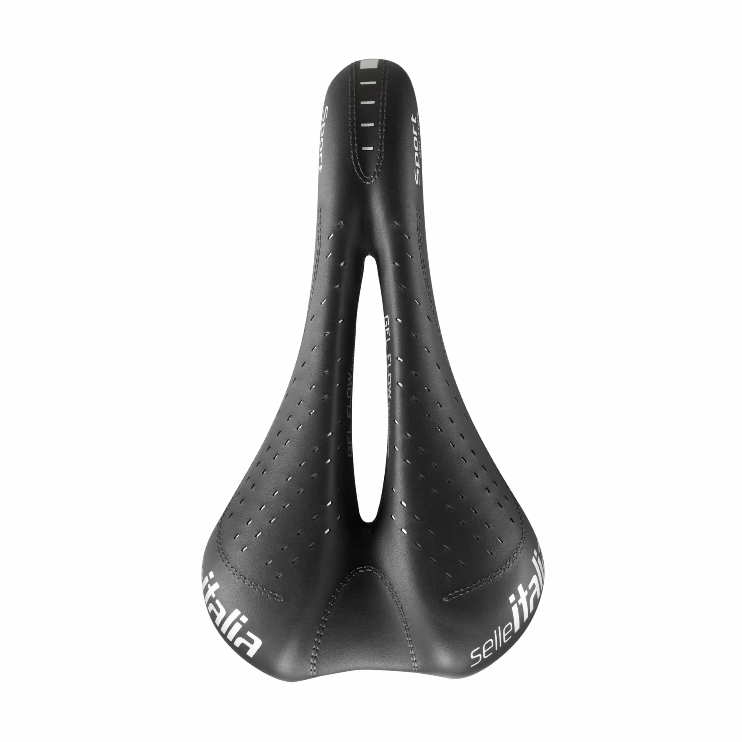Selle Italia SPORT Gel Flow - Sillín Bicicleta Ciudad y Trekking con Agujero Anatómico y Cuadro Fec Alloy - Talla S2, Negro