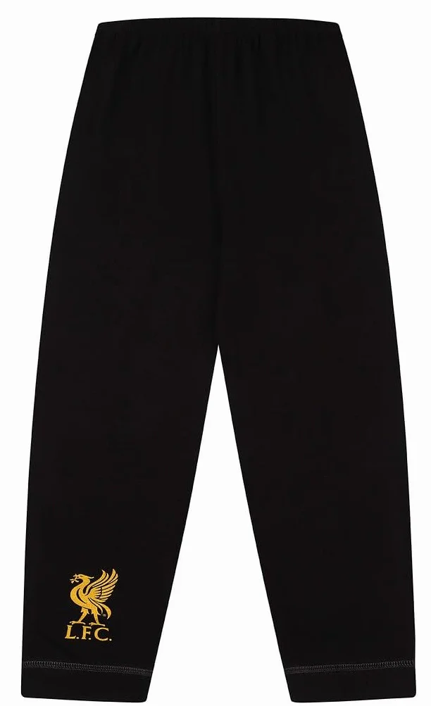 Liverpool Football Club - Conjunto de pijama largo para hombre, color negro y dorado