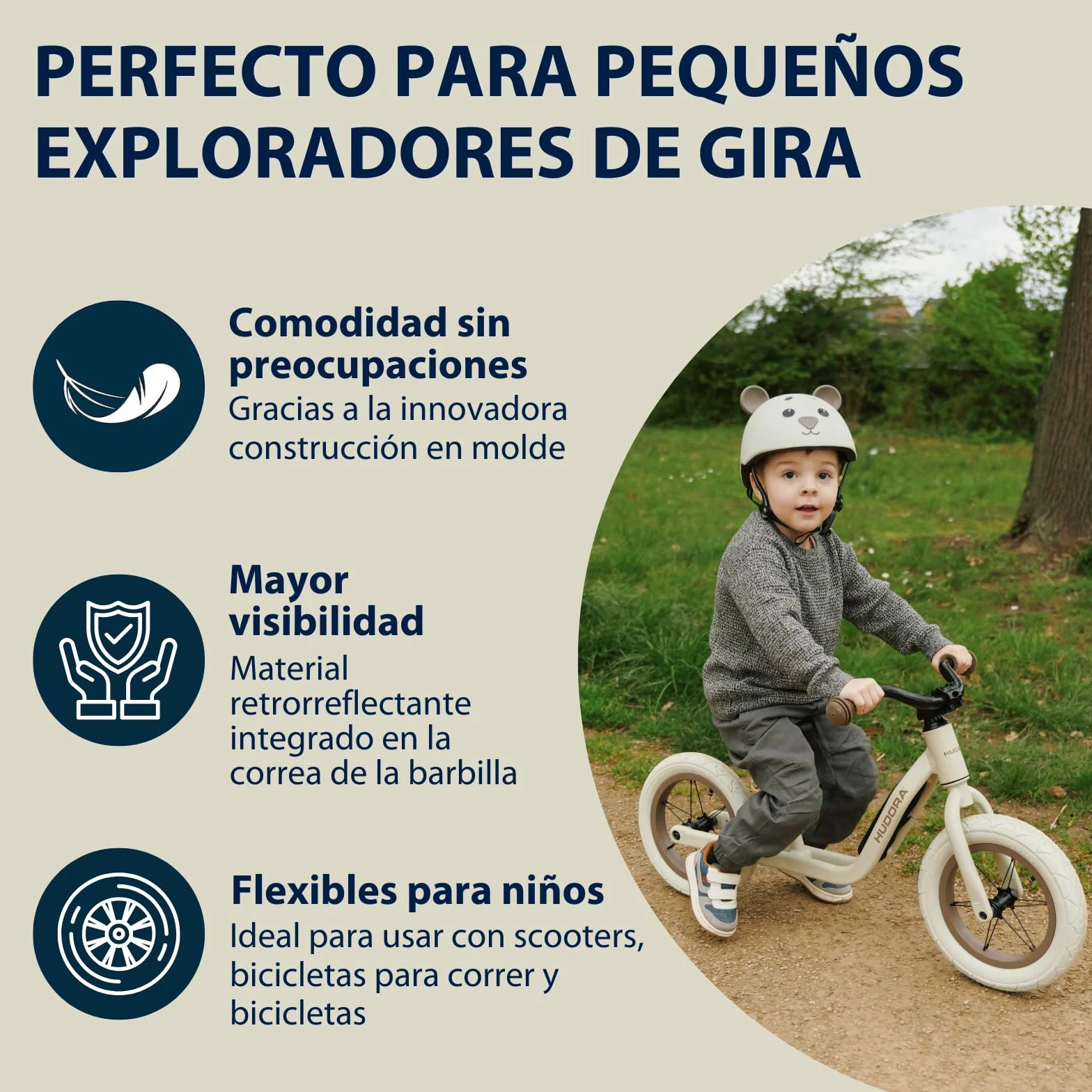 HUDORA Casco Infantil Beary Talla XXS para Bicicletas y Patinetes