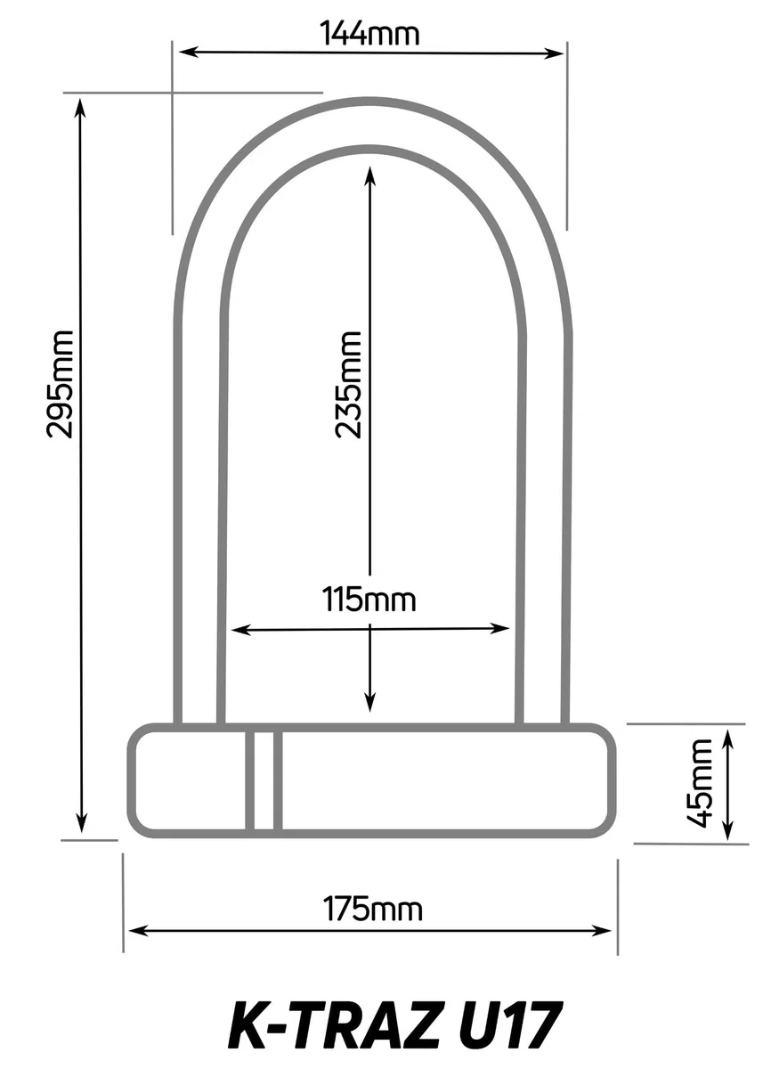 K-Traz U17 - Candado para Bicicleta en U con Llave - Alta Seguridad - Antirrobo Bicicleta Certificado - Candado Bici