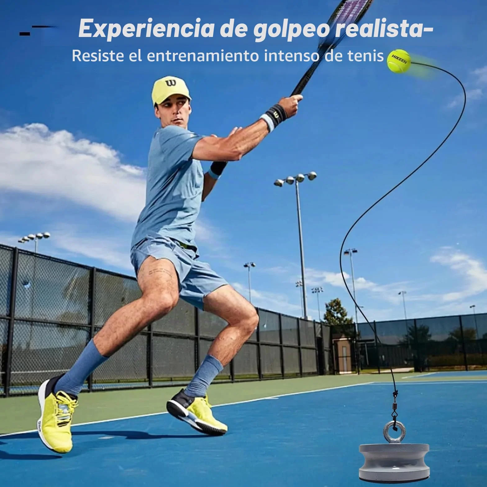 Dispositivo de Entrenamiento de Tenis con Base Metálica de 1,2 kg para Exteriores