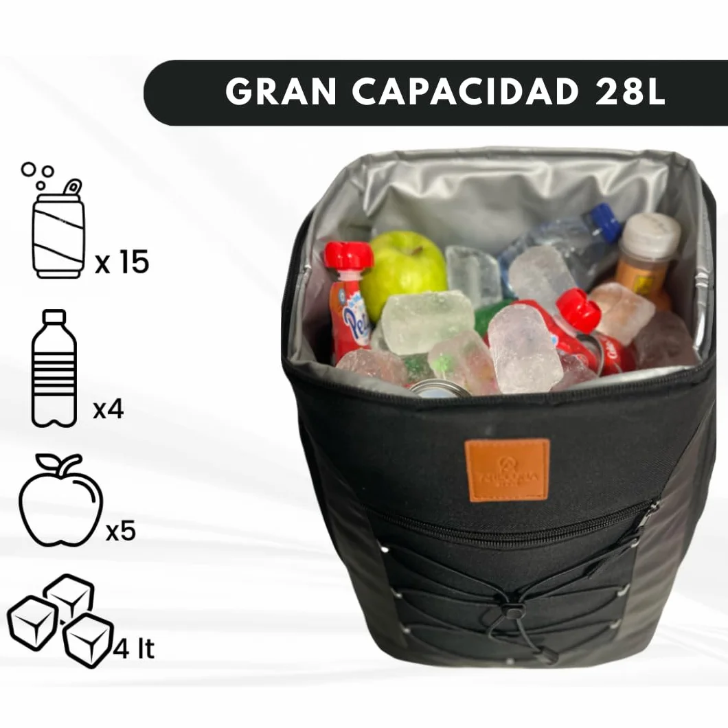 Mochila Nevera 28L Impermeable, Bolsa Térmica Isotérmica Portátil para Playa, Picnic, Camping y Excursiones