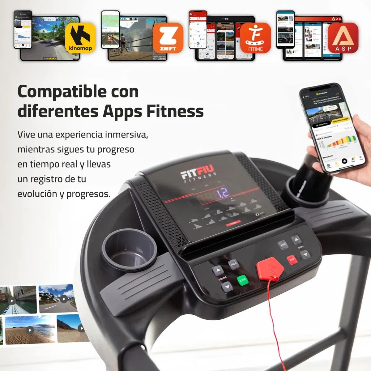 FITFIU Fitness Cinta de Correr Plegable, 1500W 14km/h, inclinación Manual, Superficie 40x110cm, 12 programas, Pantalla LCD, pulsómetro, Ruedas de Transporte