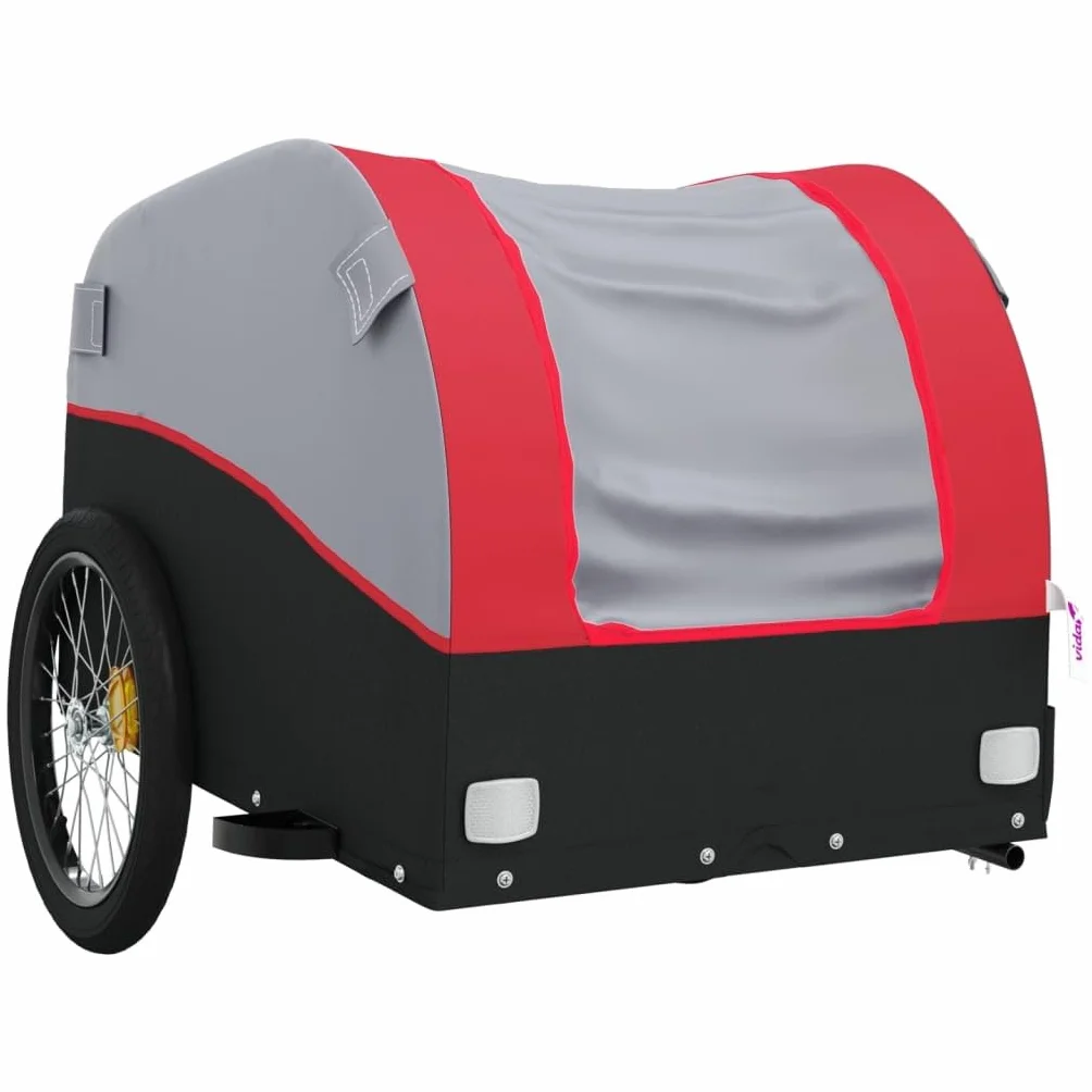 Remolque de bicicleta negro y azul de hierro con tela Oxford, carga de carga, barra de tracción y bandera de seguridad para equipaje, compras, exterior y familia