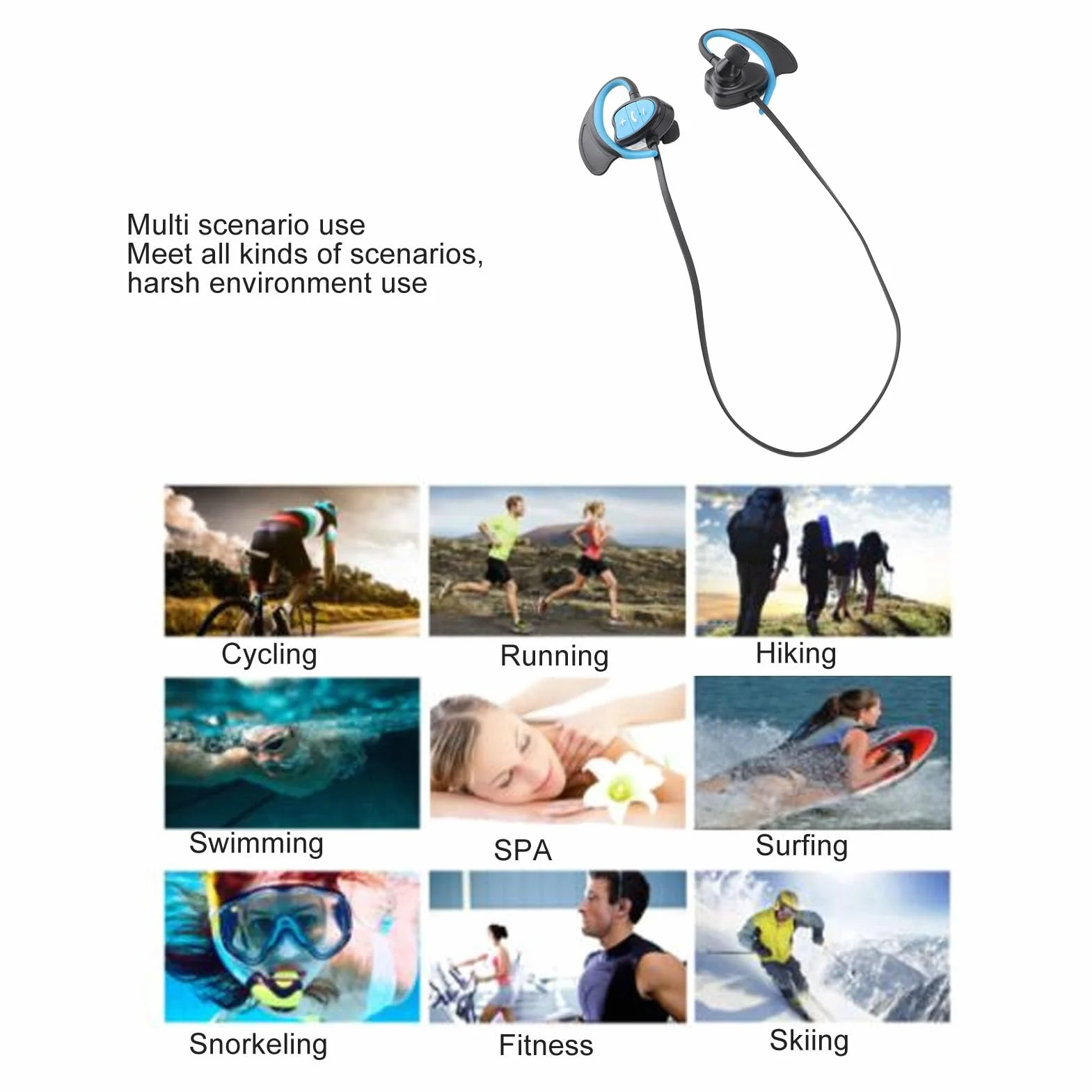 Auriculares Bluetooth Impermeables IPX8 para natación: reducción de Ruido, Ideales para Buceo, Surf y natación, Ajuste cómodo e indicaciones de Voz Inteligentes.
