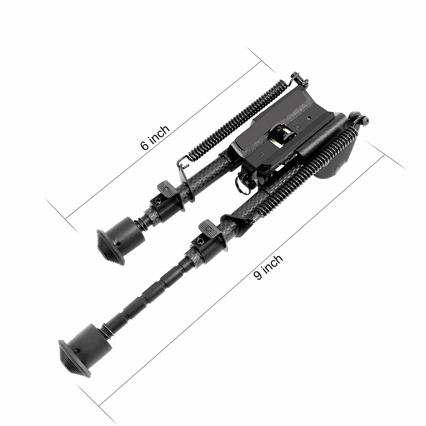 JASHKE Bípode de Fibra de Carbono con Lanzamiento Rápido Monte Picatinny Inclinable Bípodos Extensible (6 a 9 Pulgadas)
