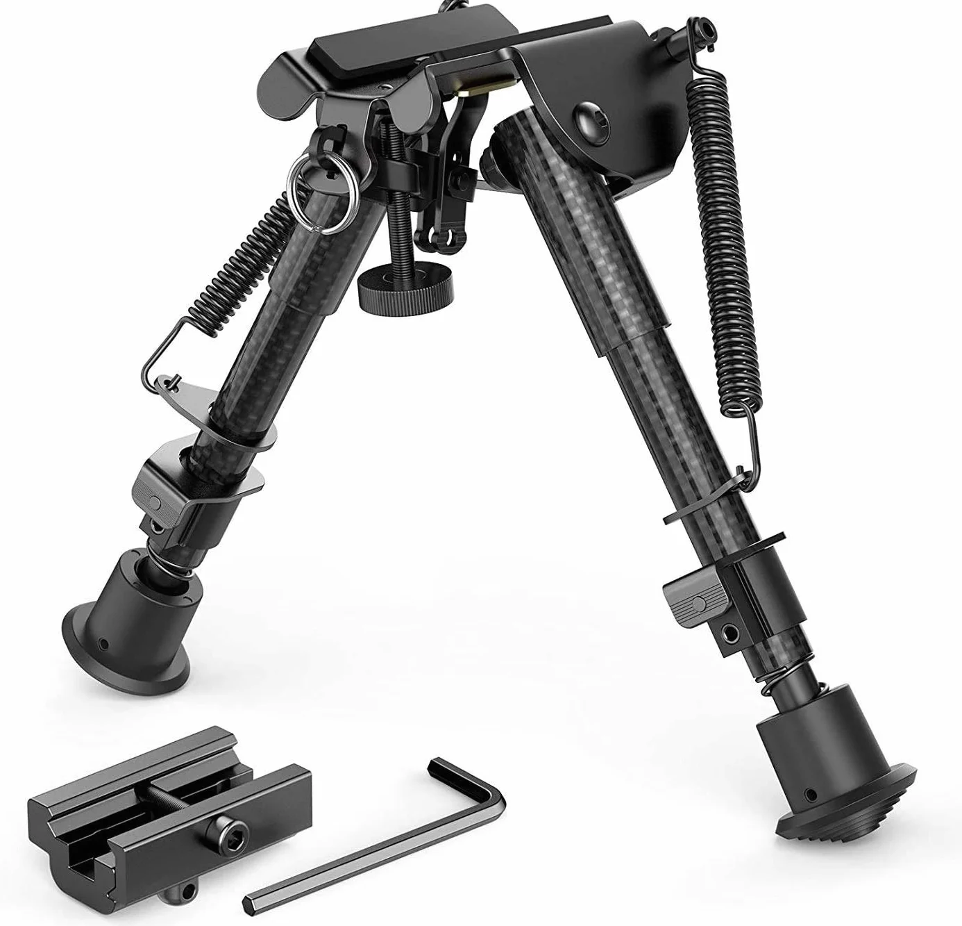 Feyachi Bípode de Rifle Fibra de Carbono 6"- 9" Extensible con Adaptador Picatinny, Bípode de Carbono para Caza