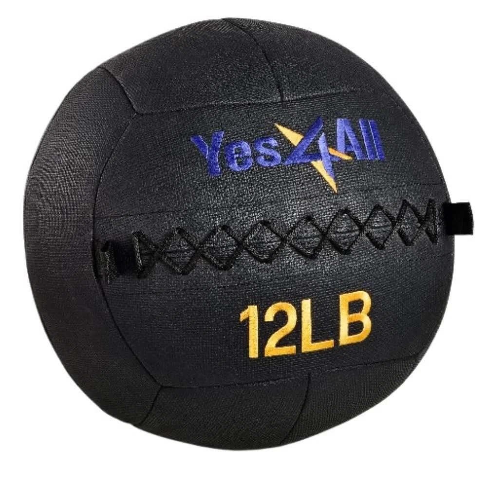 Yes4All Wall Ball, Balón con Peso de Cuero Suave, Núcleo de Arena de Hierro para Ejercicios Dinámicos y Multifuncionales, 2,7 kg – 13,6 kg