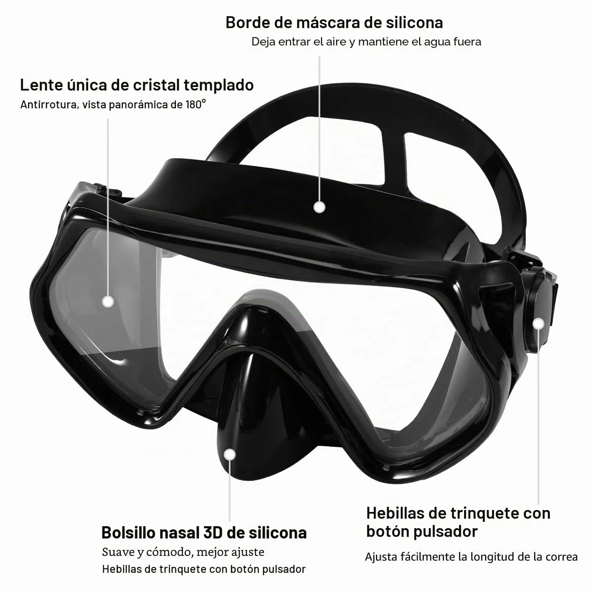 APLOS Juego de esnórquel para Adultos, con Gafas de Buceo y esnórquel seco, antivaho, antifugas, máscara de esnórquel de Cristal Templado, para esnórquel, natación y Buceo