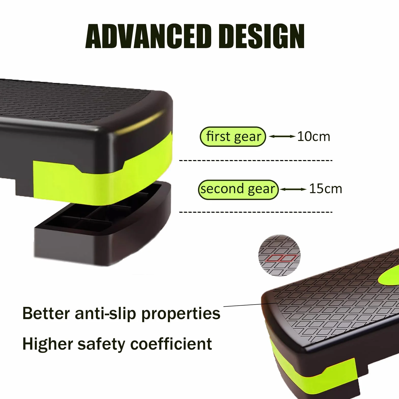 Plataforma de Paso aeróbico, Tablón de Step Aeróbico Regulable en 3 alturas, Base Antideslizante, Ejercicio Cardio, para Entrenamiento Aeróbico en Fitness y Ejercicio