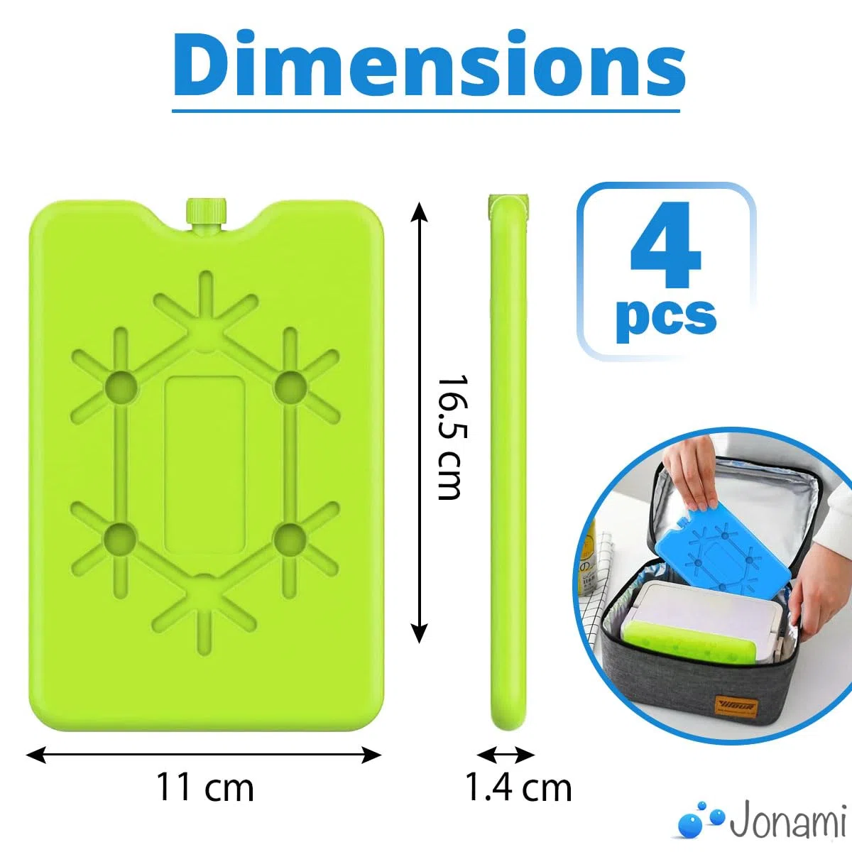 Acumulador De Frío Reutilizable para Bolsa Térmica Y Nevera Portátil Extra Plano Bloque De Hielo Colorido para Fiambrera Picnic Camping Oficina - Juego De 4 16.5x10.9x1.4 cm