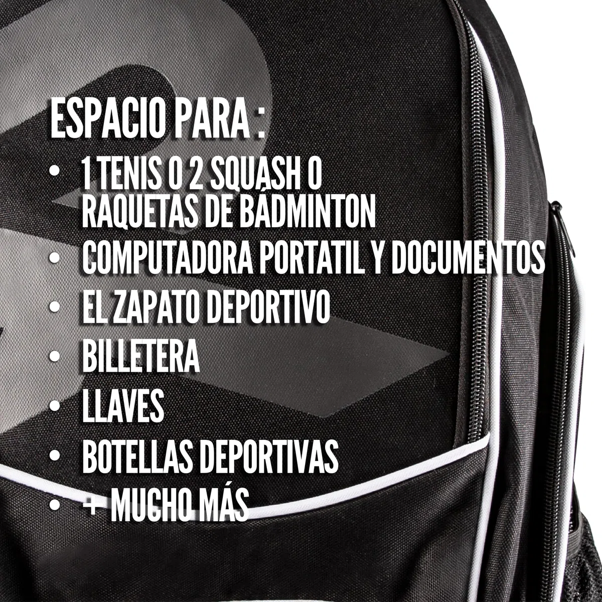 Raquex - Mochila Deportiva para Raquetas de Tenis o 2 Raquetas de Squash o bádminton, Mochila para Raquetas de Nieve + Zapatos + Ordenador portátil + Botella
