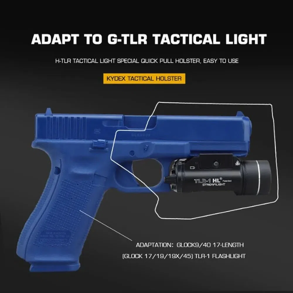 Kydex Funda Táctica Ligera para G 17/19/19X/45 con TLR-1 Linterna Pistola Funda De Liberación Rápida QLS Kit Airsoft Gear