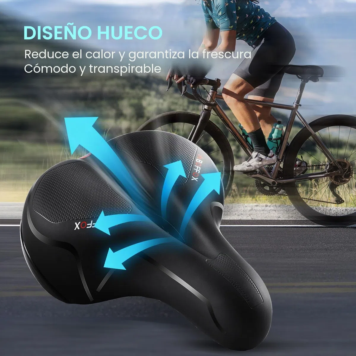 Sillín de Bicicleta para Hombre y Mujer con cómodo y Suave Espuma viscoelástica de Gel ergonómico, cómodo Asiento de Bicicleta para MTB, Bicicleta de Carretera, Trekking