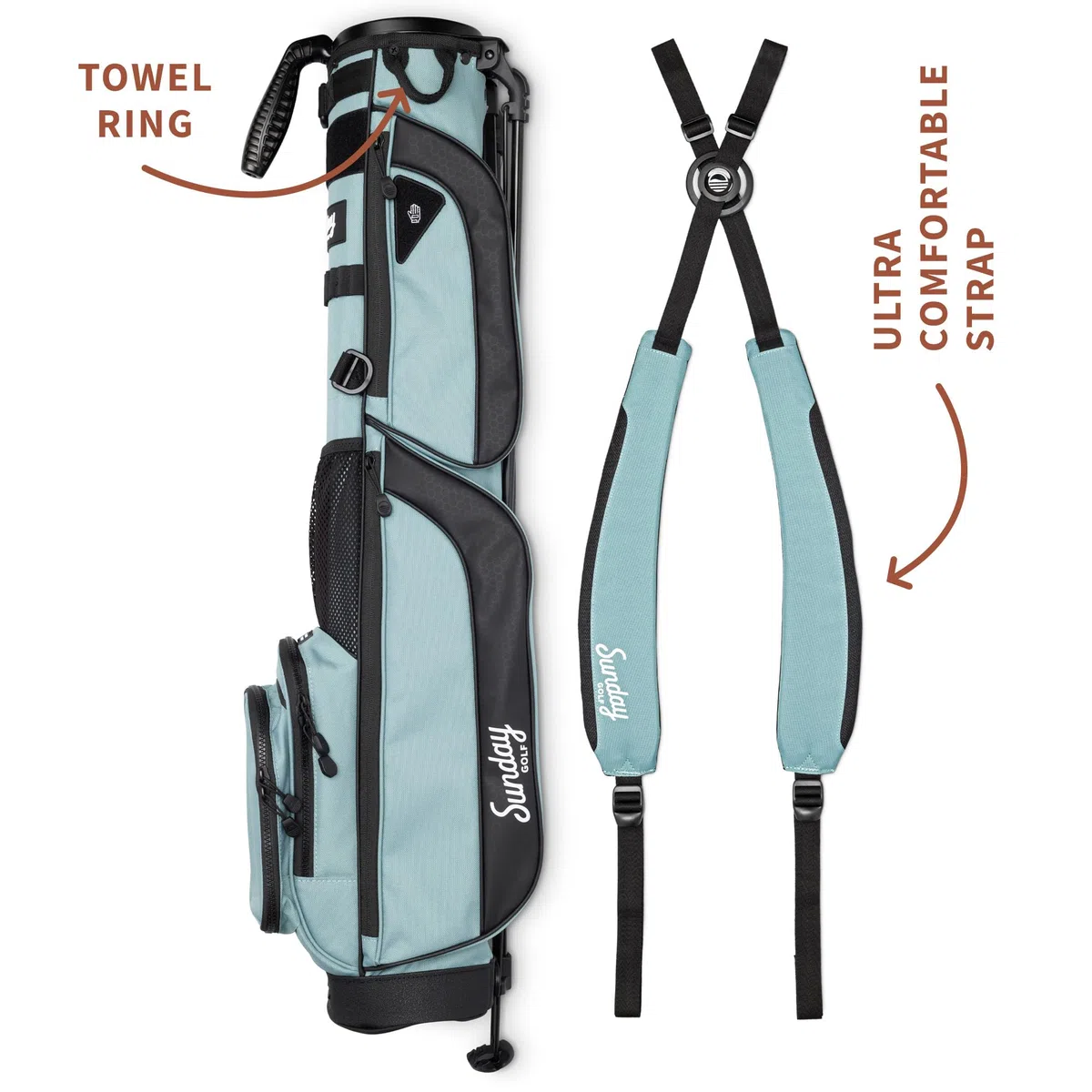 Sunday Golf Bolsa Loma XL - Bolsa Liviana con Correa y Soporte - Bolsa de Golf Pitch n Putt fácil de Transportar - Par 3 y Campos ejecutivos, 3.4 Libras