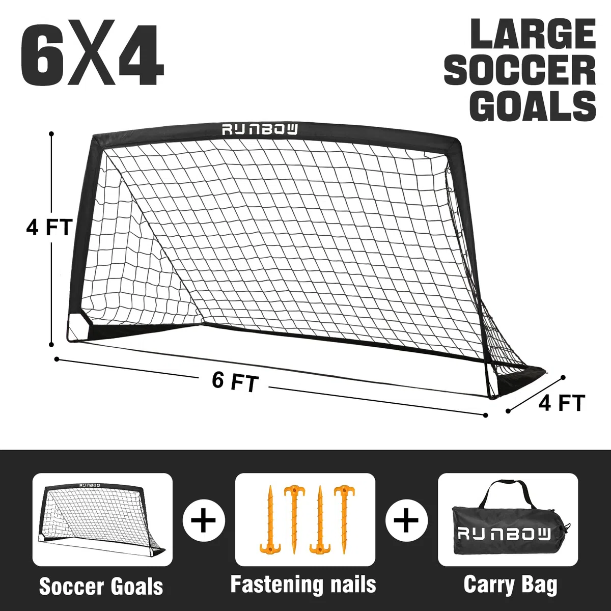 Portería de fútbol para niños, 182 x 121 cm Red de fútbol portátil para práctica en el Patio Trasero con Bolsa de Transporte