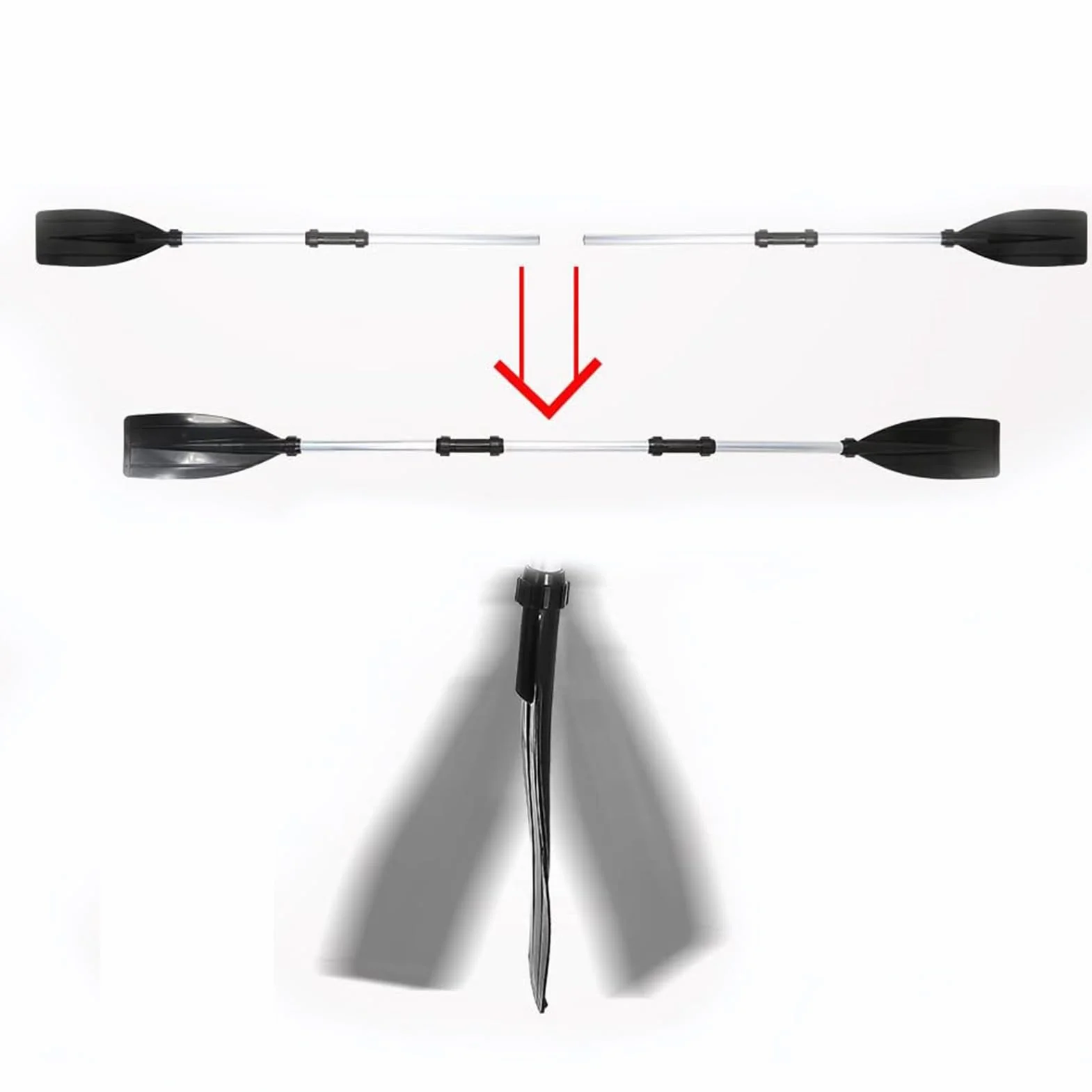 GOTOTOP Remo de kayak de aluminio, 2 unidades, 126 cm, remo para kayak, tabla de remo, para canoa, kayak, tabla de surf, bote inflable, -