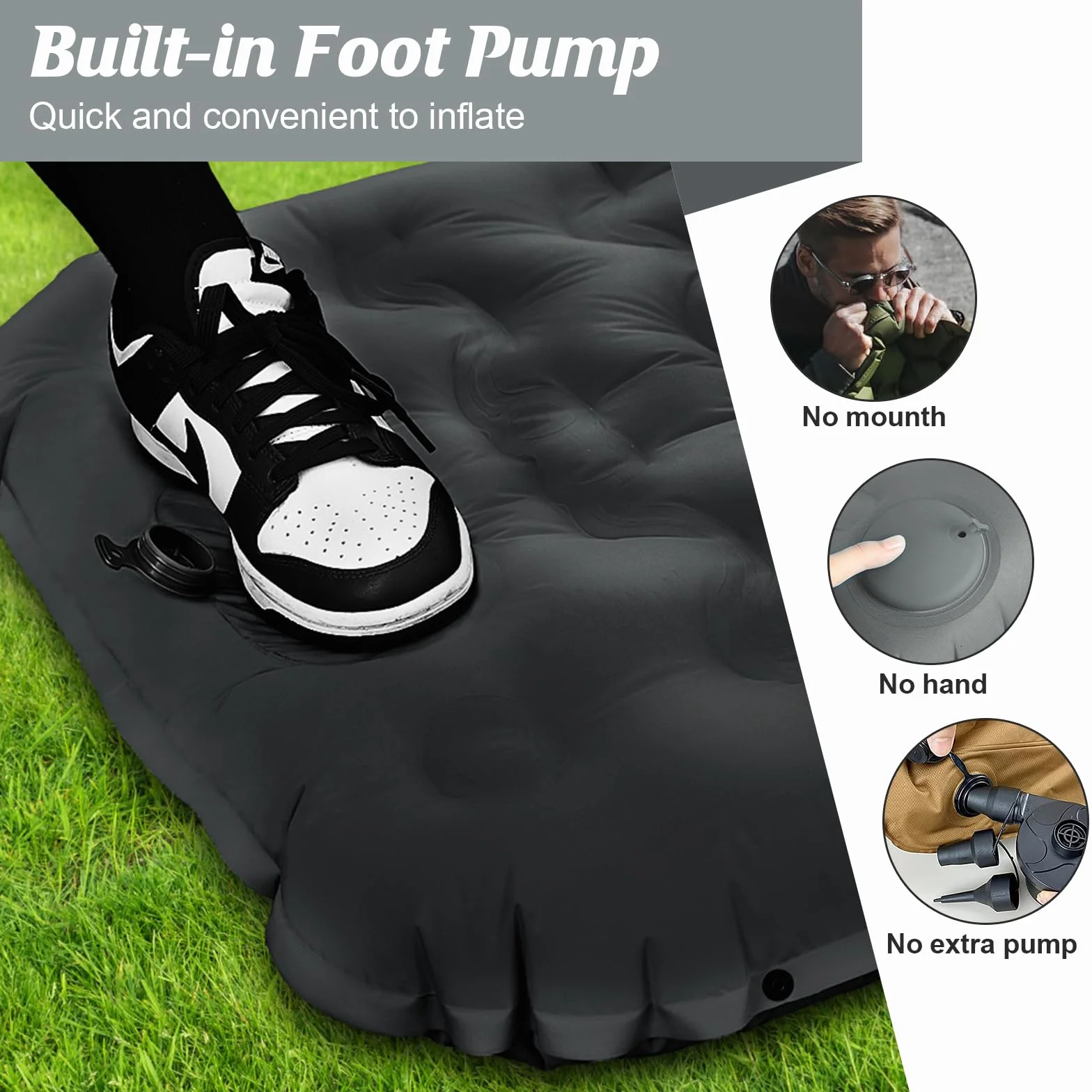 Colchoneta Hinchable Camping con Bomba de Pedal, 12cm Grosor Almohada Integrada - Esterilla Hinchable Camping Ultraportátil para Acampar, Senderismo, Exteriores