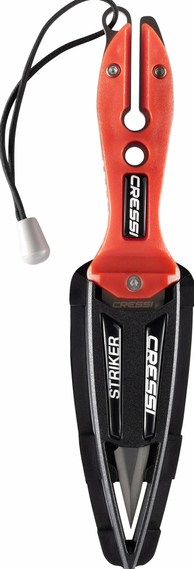 Cressi Striker Knife - Cuchillo de Buceo Striker, Rojo/Negro, 9cm Hoja Doble Filo, Unisex