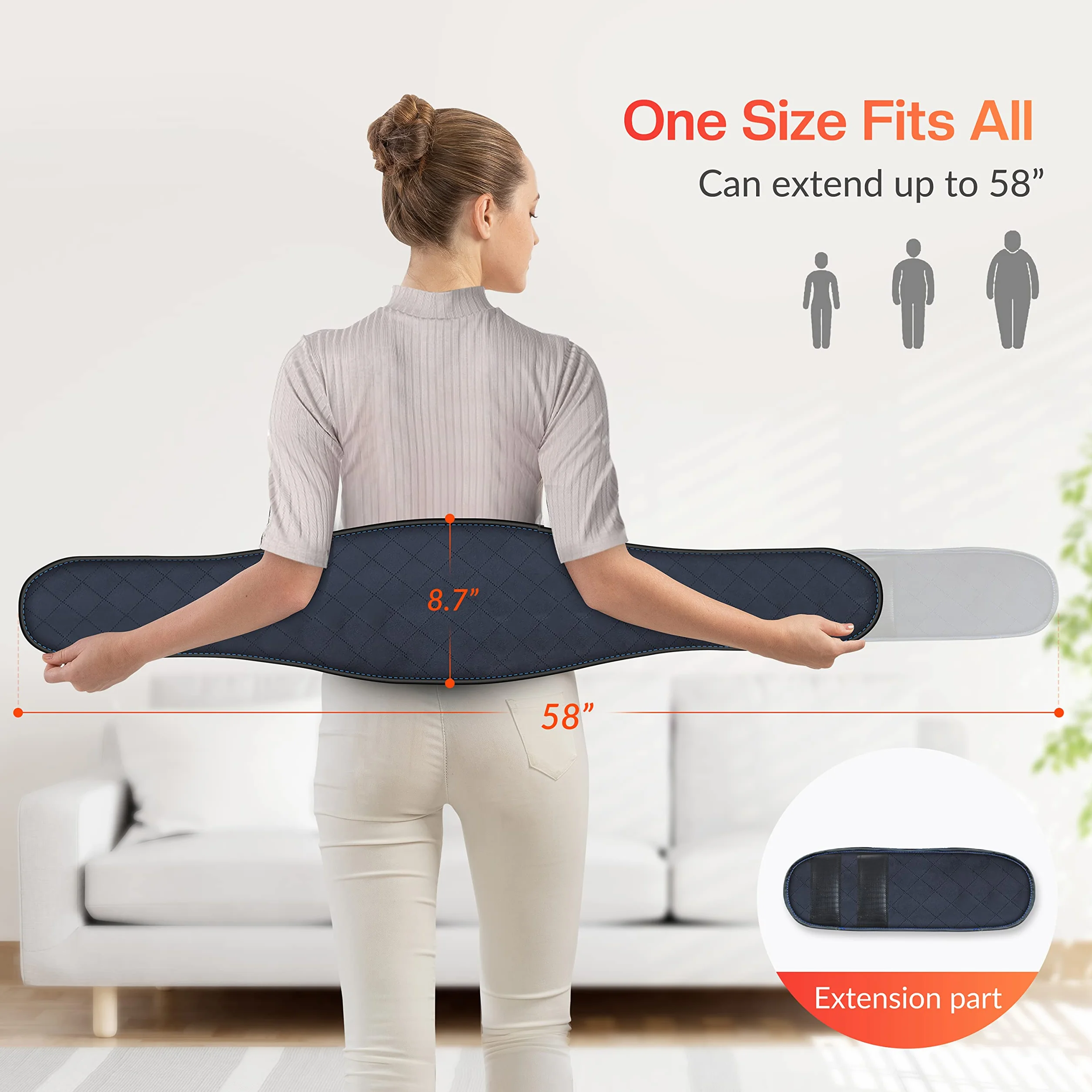 COMFIER Cinturón térmico inalámbrico con vibración y desconexión automática, almohada térmica inalámbrica, para espalda, abdomen, lomos, regalo para mujeres, hombres