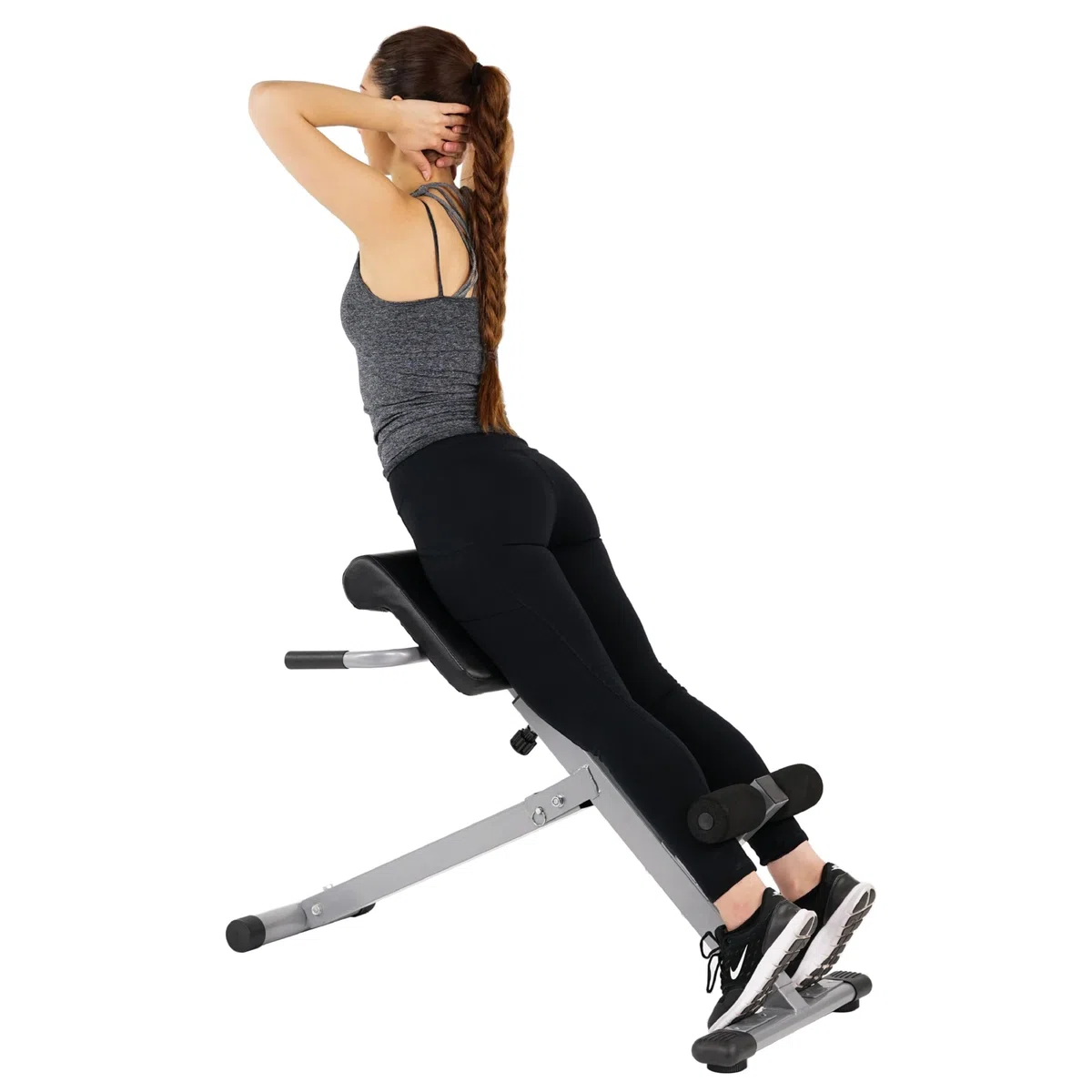 Sunny Health & Fitness Silla Romana, Banco para Sentarse para Entrenamientos de Glúteos y Abdominales para el Hogar, Inclinación de Ajuste Opcional y Silla Romana Multifunción de Alta Resistencia