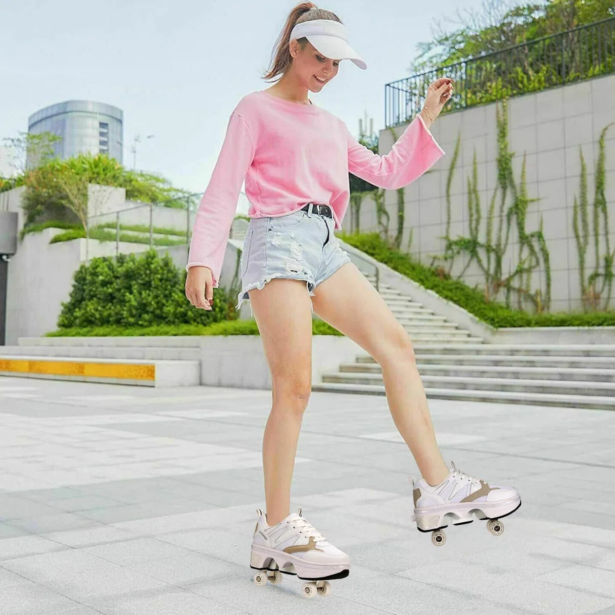Zapatos De Patinaje sobre Ruedas para Mujer con Ruedas RetráCtiles | Zapatos con Ruedas para NiñOs Y NiñAs, DeformacióN Al Aire Libre Regalo De CumpleañOs Y Navidad