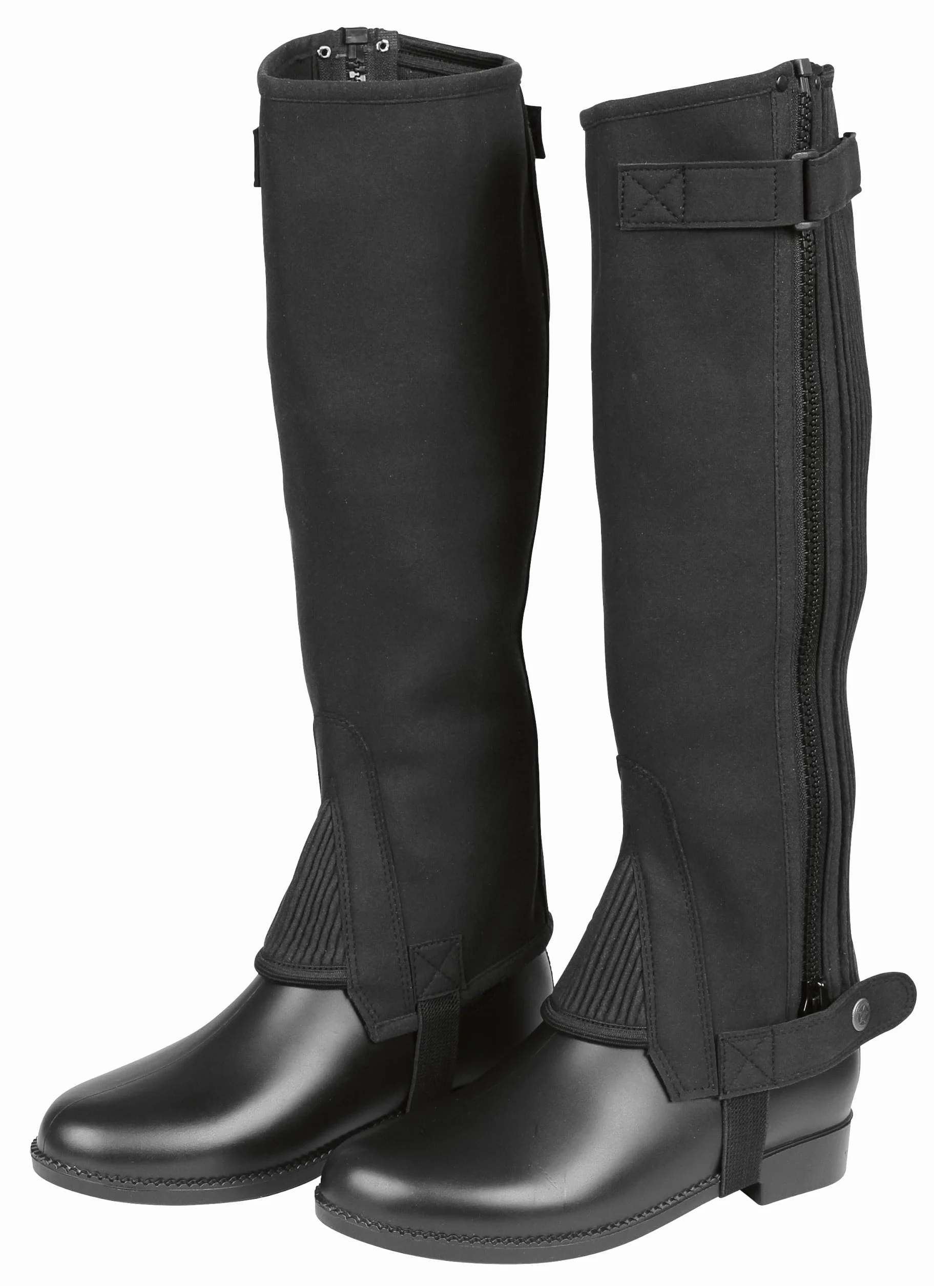Covalliero Polainas ClassicStretch zapatos montar negro talla M 40 cm piel sintética cremallera