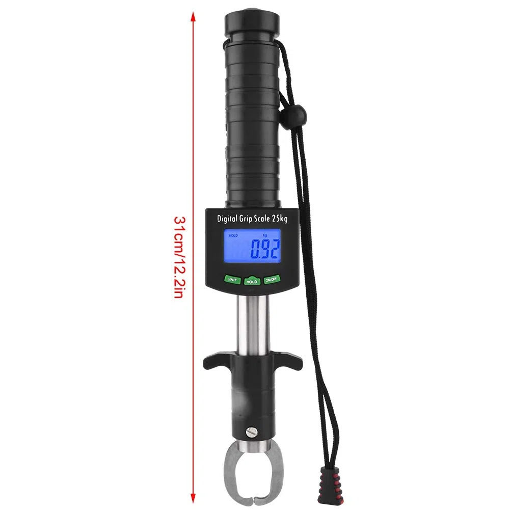 3 en 1 Escala de agarre de pescado digital, 2Kg/55 lb de la pinza labial de pescado con 1 m Cape medir la escala de peso de manejo de pesca portátil para pescar