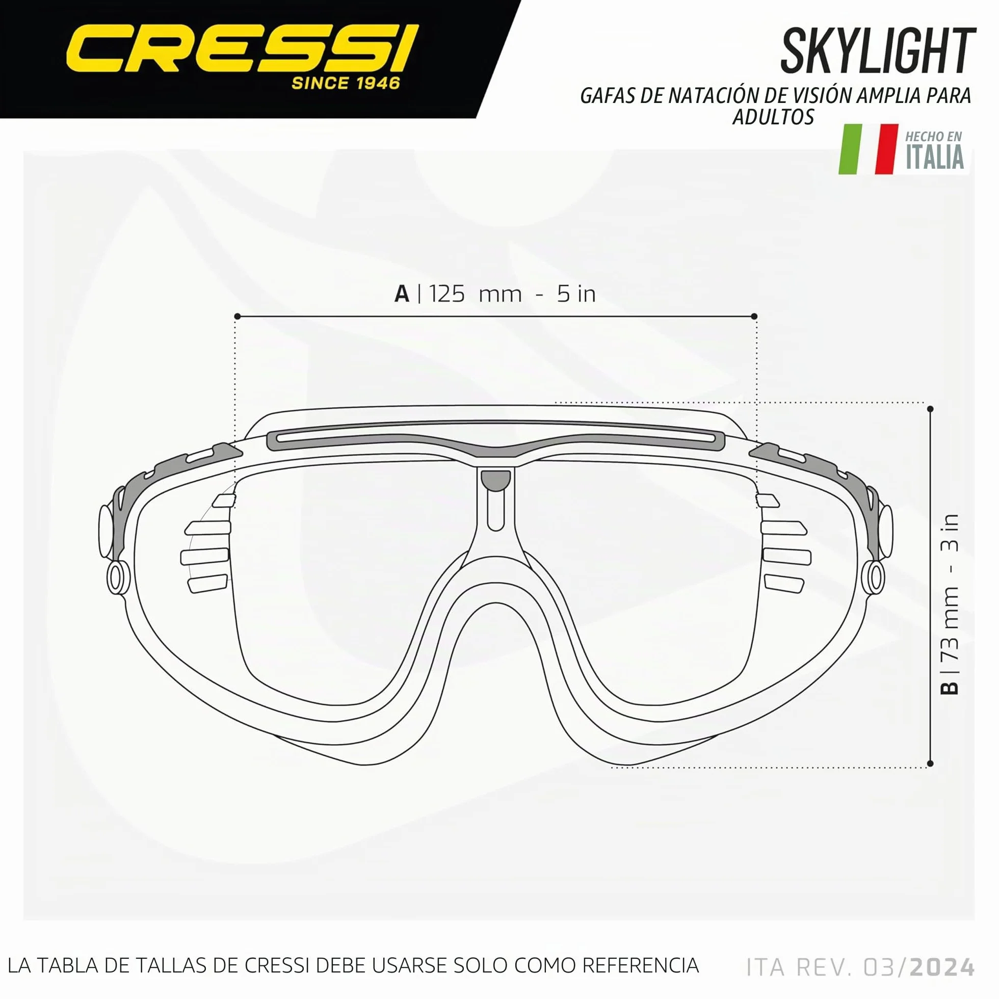 CRESSI Skylight Goggles Gafas Natación Adultos 180° Antivaho Anti-UV Talla Única