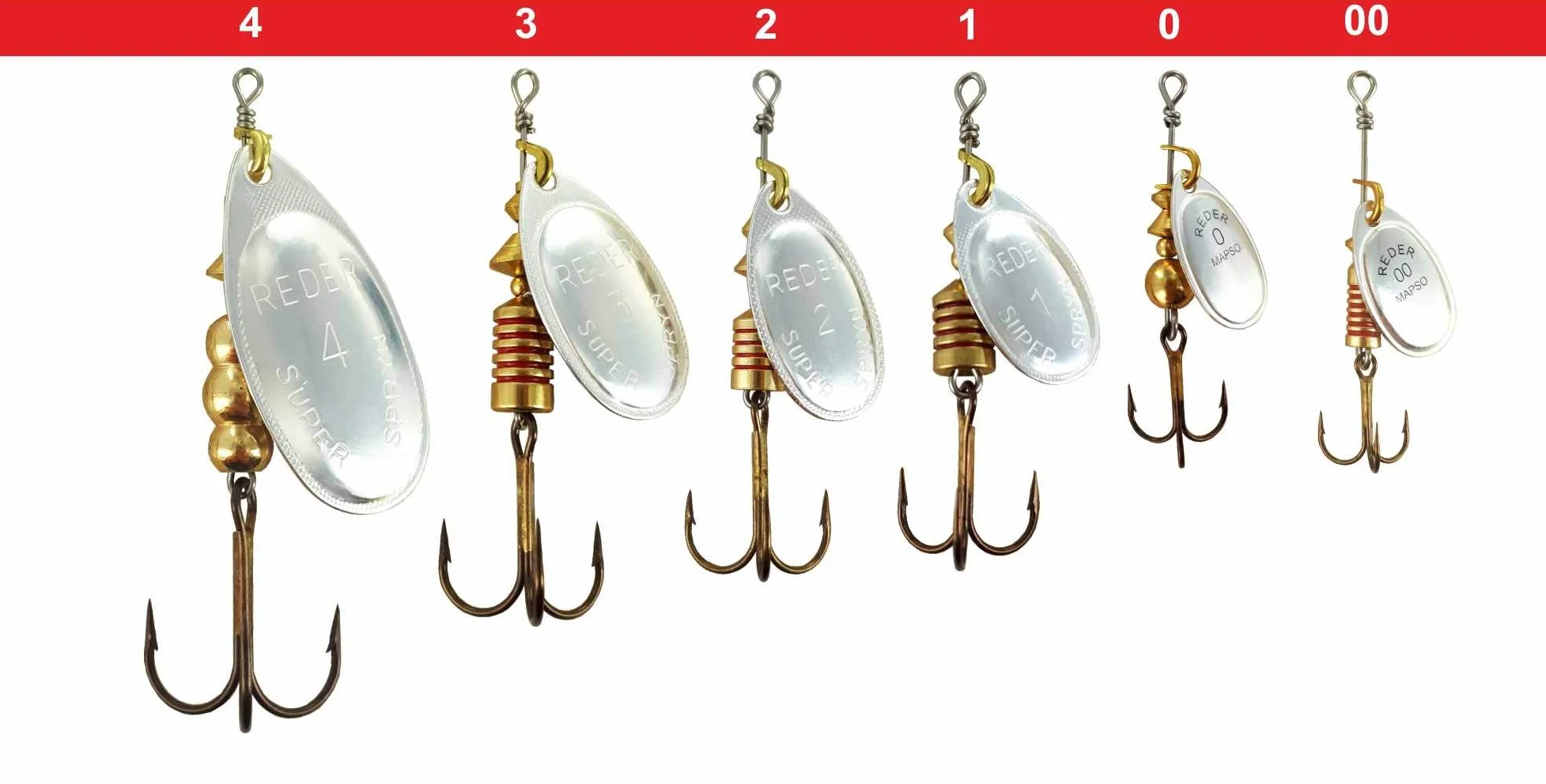 MAPSO REDER-2 Plata 4,50 GMS Cucharillas de Pesca