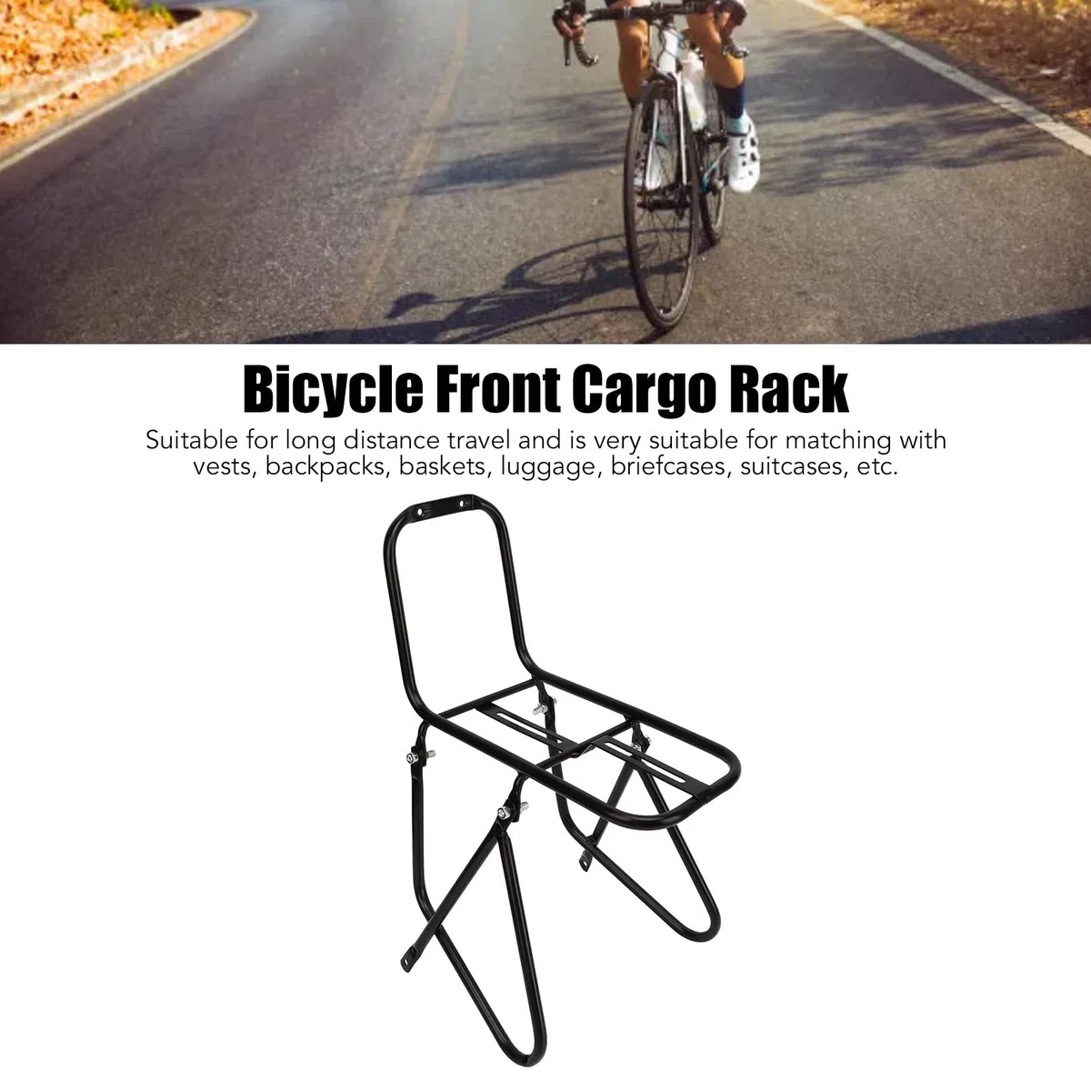 RiToEasysports Portaequipajes Delantero para Bicicleta, Portabicicletas de Carga Delantera de Acero de Alta Resistencia para Bicicleta de Montaña Estanterías De Ciclismo Y Almacenamiento