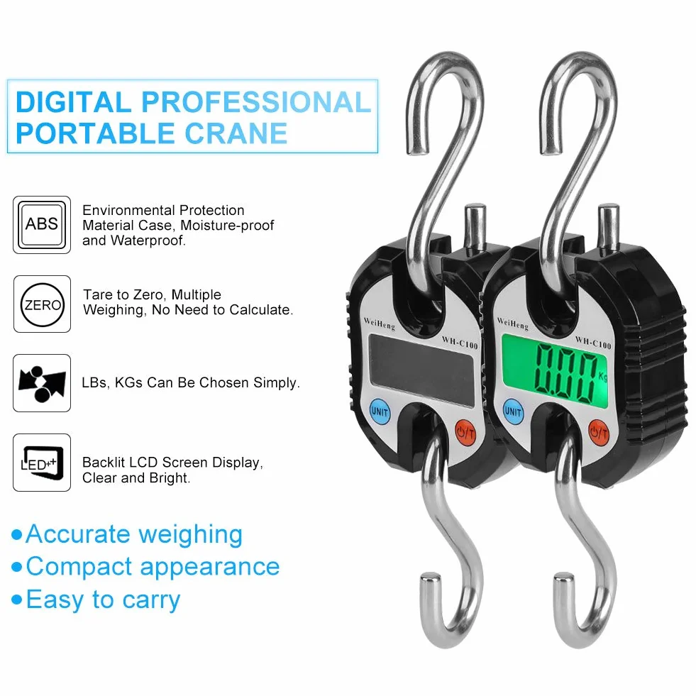 Mini BáScula ElectróNica Digital PortáTil Con Pantalla Lcd De Gancho BáSculas Colgantes ElectróNicas Digitales Ciclo Para La Caza Al Aire Libre Granja Casera