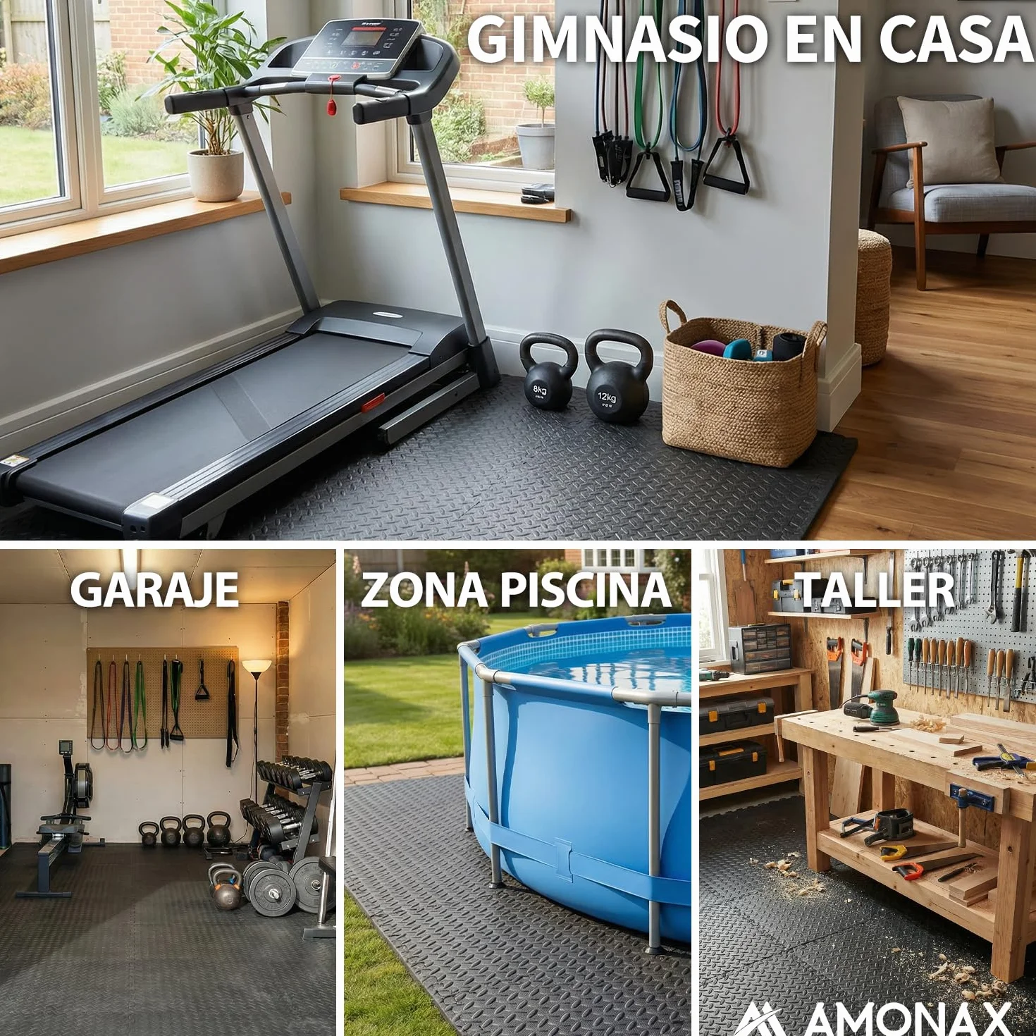 Amonax Suelo Gimnasio Moqueta Puzzle Esterilla Fitness Tatami Baldosas Piso Garaje