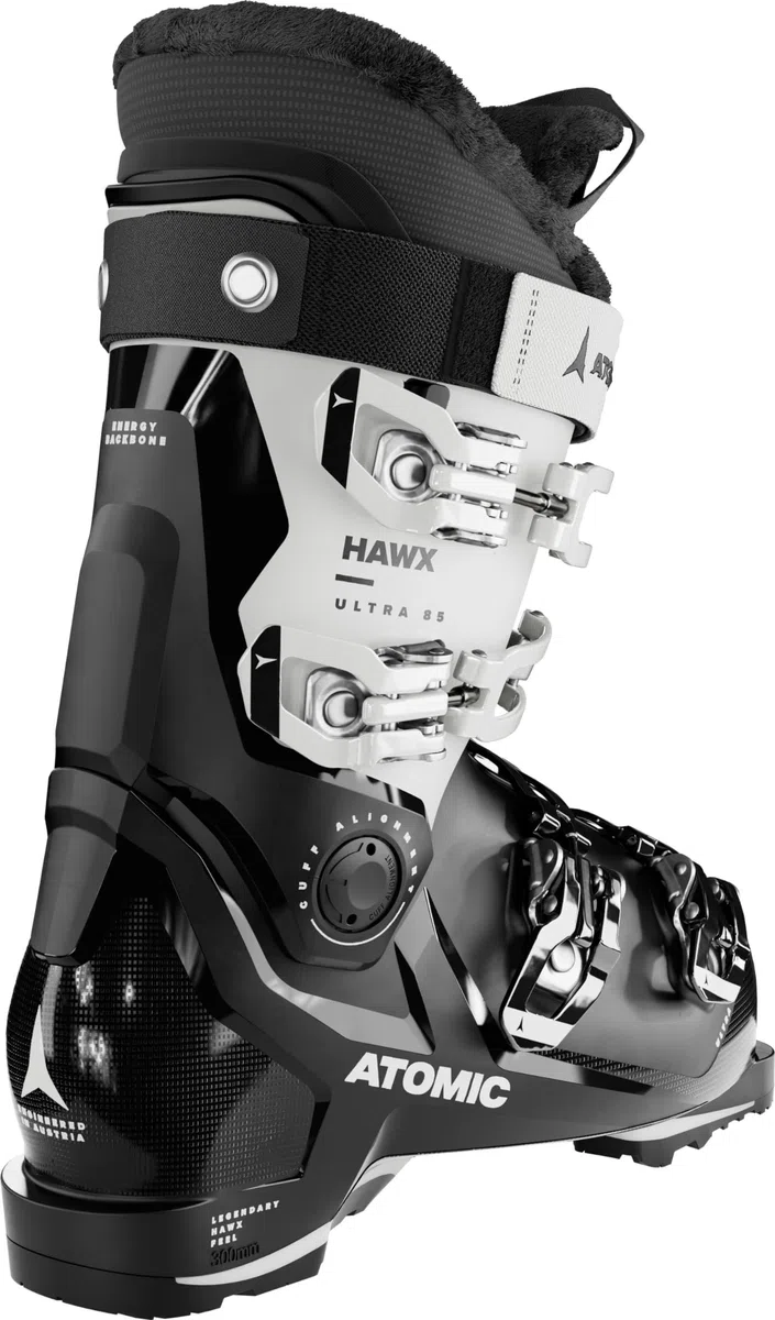 ATOMIC HAWX ULTRA 85 W GW Botas de esquí – Talla 22/22.5 – Botas de esquí para mujer en negro/blanco – Botas con tobillo y talón 3D para ajuste anatómico – Botas de esquí estrechas con ajuste de 98 mm