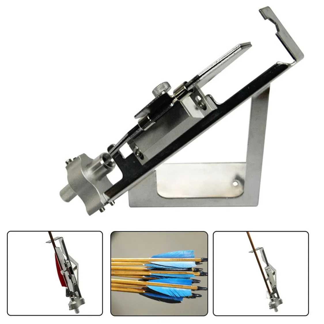 Flecha Fletching Jig, Fletching Jig Flecha Ajustable con Escala Transparente Herramienta de Tiro con Arco portátil de Aluminio para Tiro con Arco DIY Plata, Fletcher