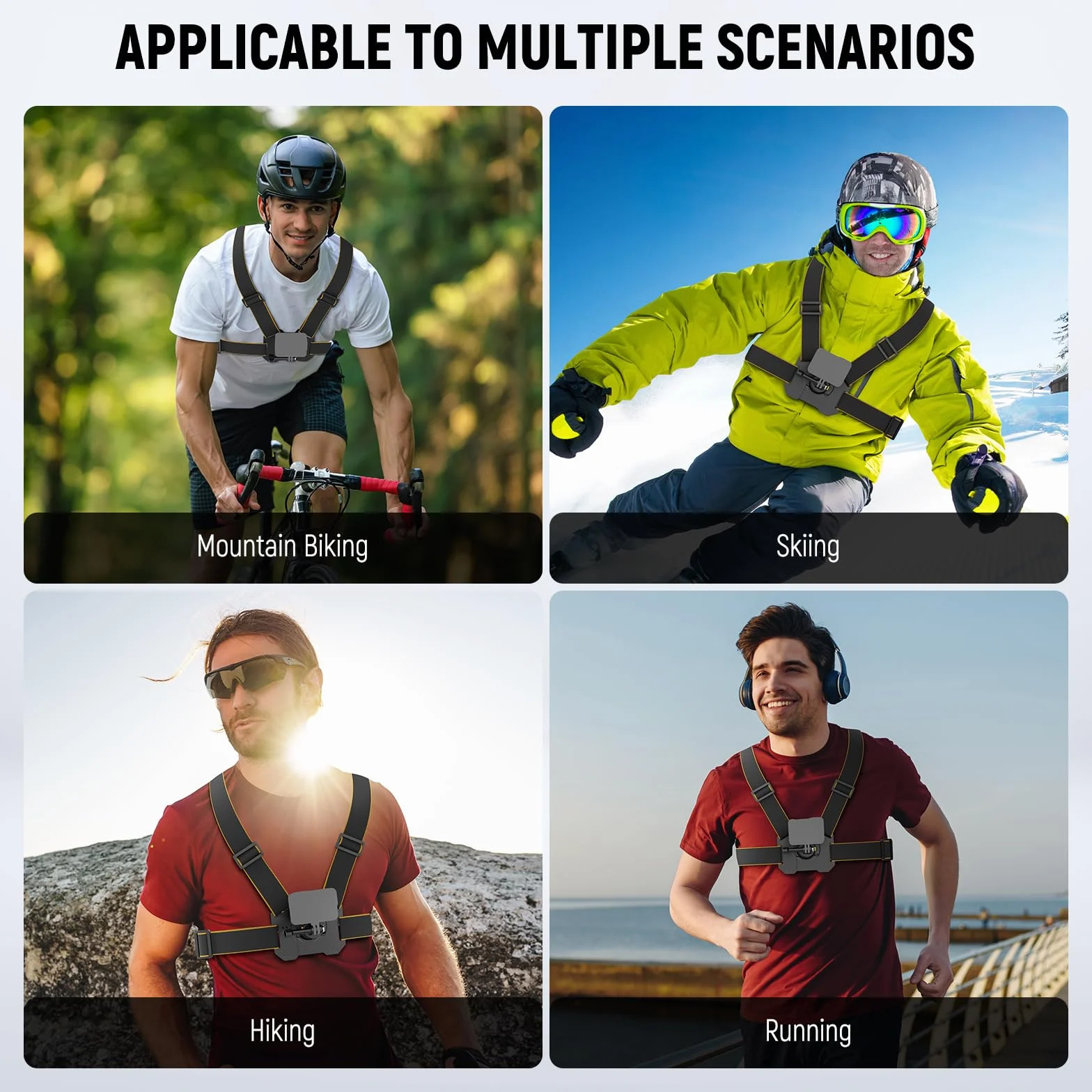 Neewer Arnés de Pecho para Cámara de Acción, Correa Ajustable Compatible con GoPro Hero, DJI Osmo, Insta360, Soporte Magnético Rápido GP25