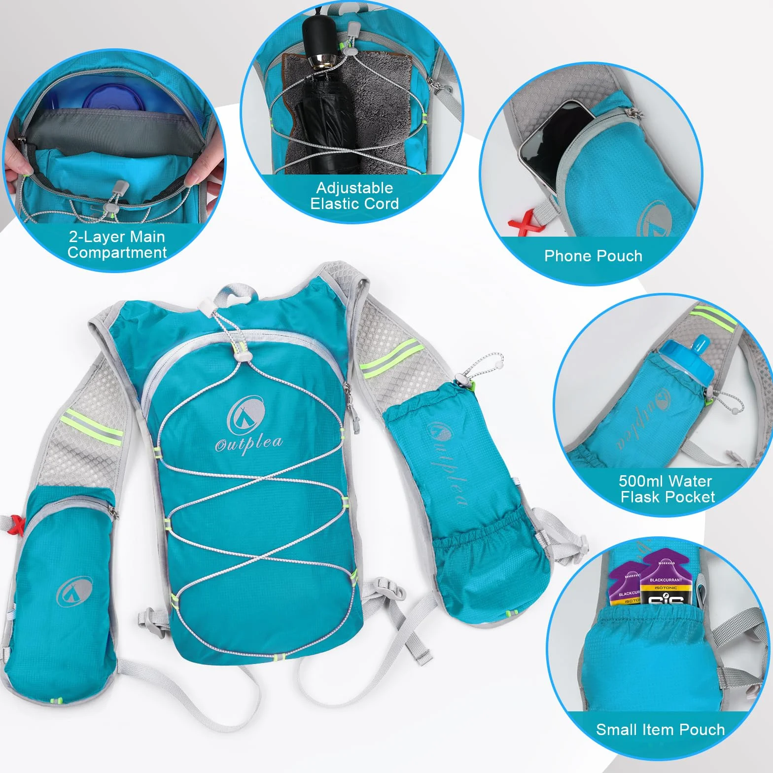 Chaleco Hidratacion Trail Running Mujer Hombre, Mochila Hidratacion con Bolsa de Agua de 2L, Mochila MTB para Maratón Ciclismo Senderismo