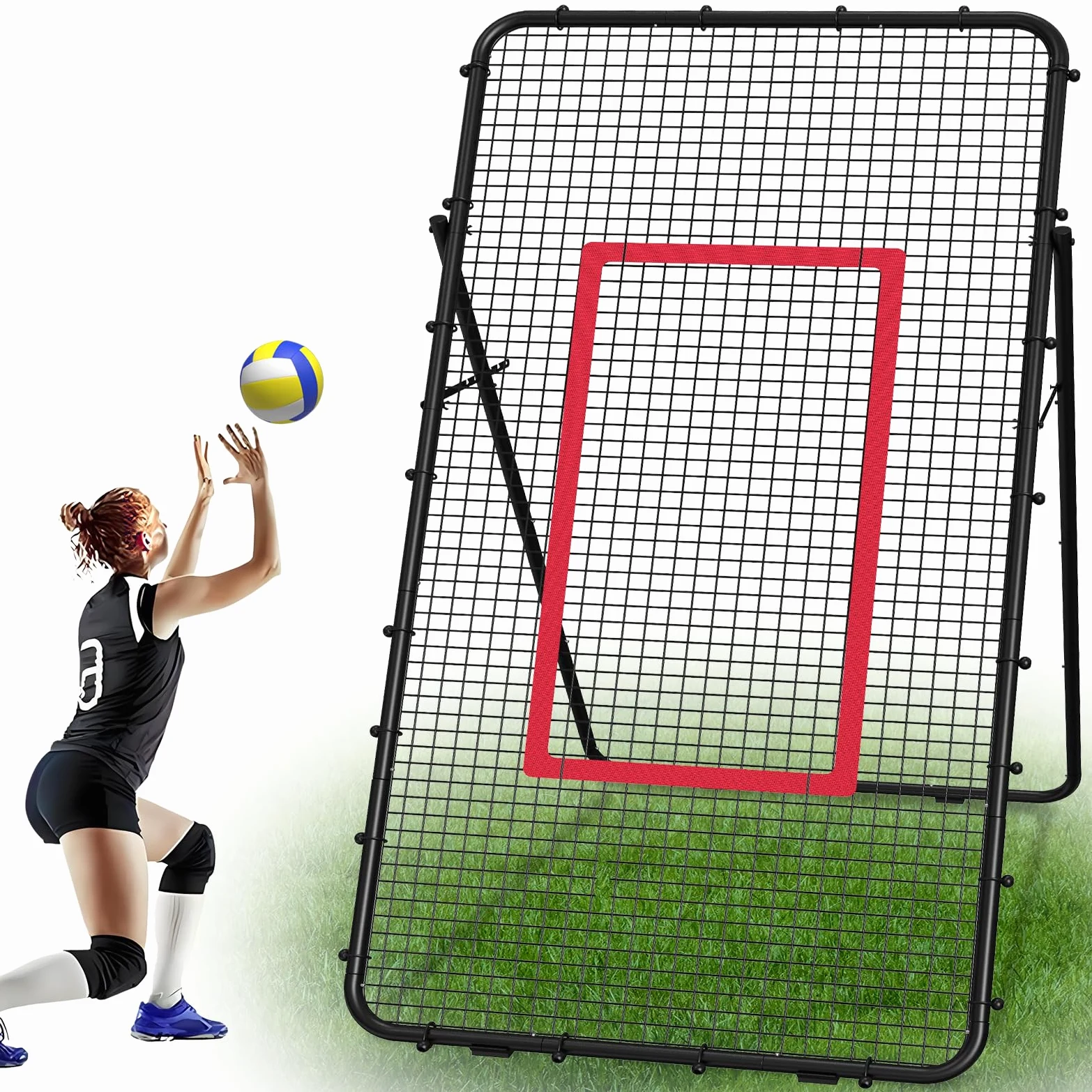 Red de Voleibol Ajustable de 7 x 4 pies, Equipo de Entrenamiento de Voleibol para Lacrosse, béisbol, fútbol, Tenis, reboteador de Voleibol en el Patio Trasero, golpeando Servir pasando práctica de