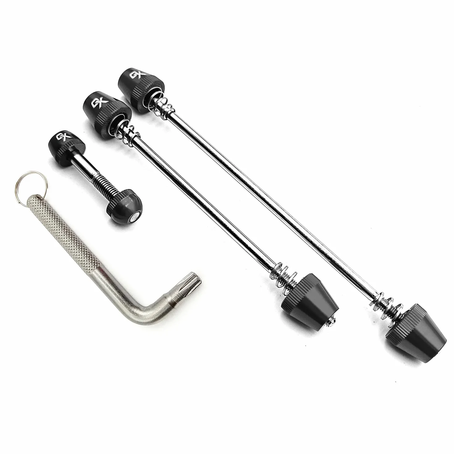 ONIPAX Kit de Cierre Antirrobo para Bicicleta Eje de 7 Lóbulos y Tornillo de Sujeción con Llave
