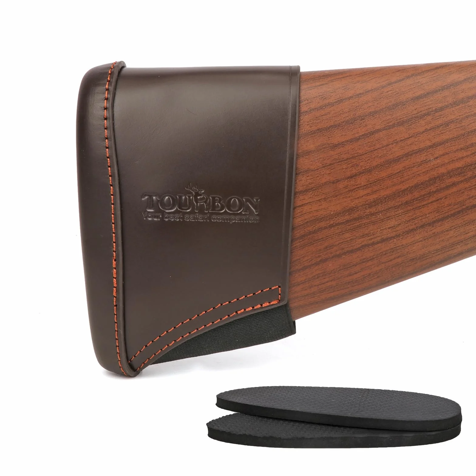 Cantoneras de cuero genuino para escopeta y rifle de tiro con extensión de culata y insertos