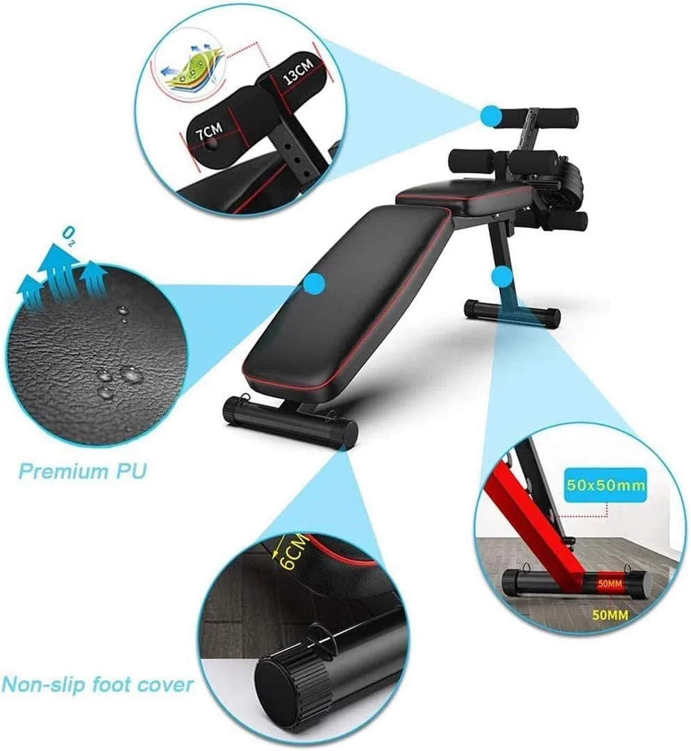 Banco De Musculacion Multifunción, Ajustables Banco Musculacion Plegable Inclinación con Curler Piernas, para Entrenamiento Cuerpo Completo, para Gimnasio casa Este producto no incluye mancuernas