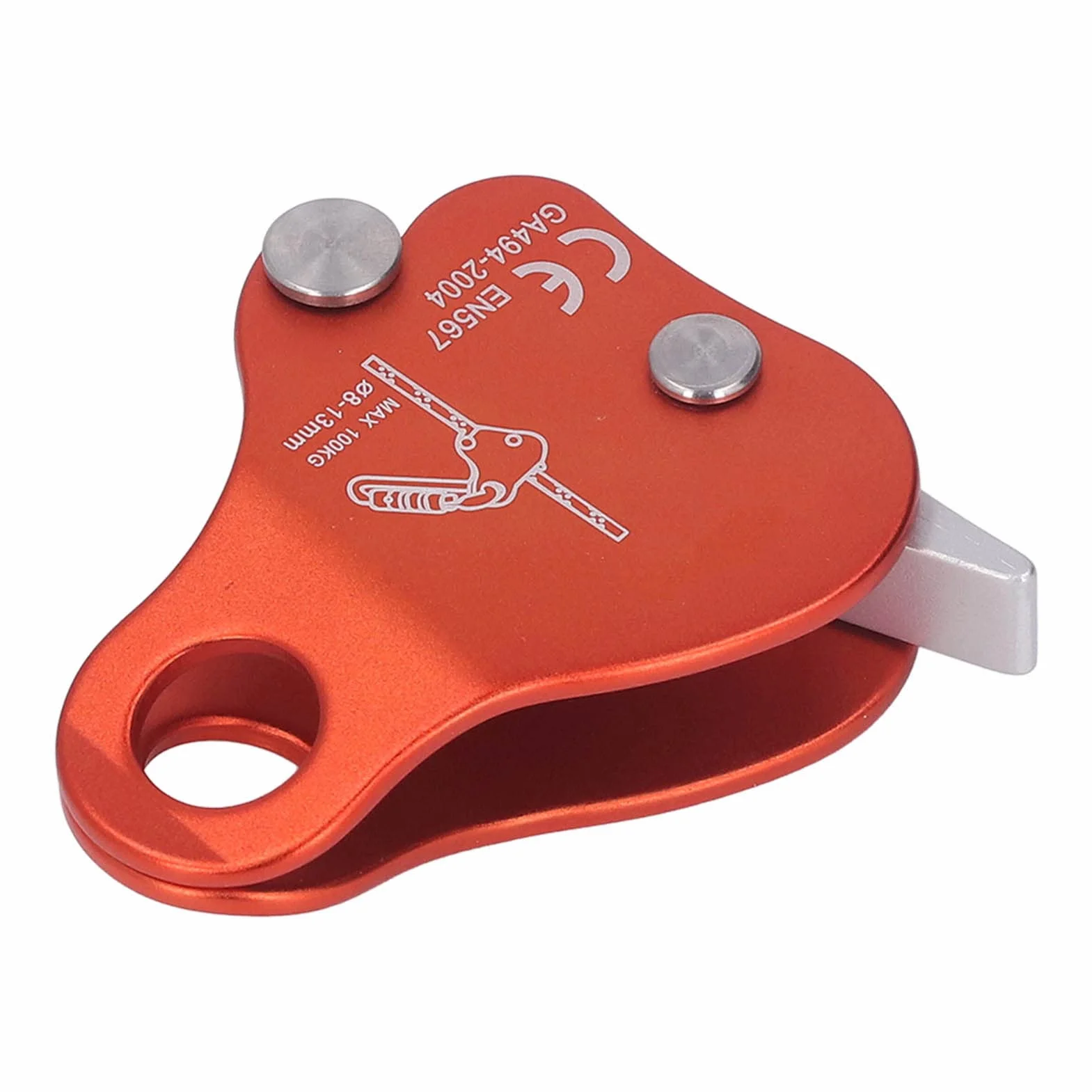 Keenso Agarre para Cuerda de Escalada Aleación de Aluminio Autoblocante 8‑13 Mm Tapón de Agarre para Cuerda de Escalada para Escalada Al Aire Montañismo (Naranja)