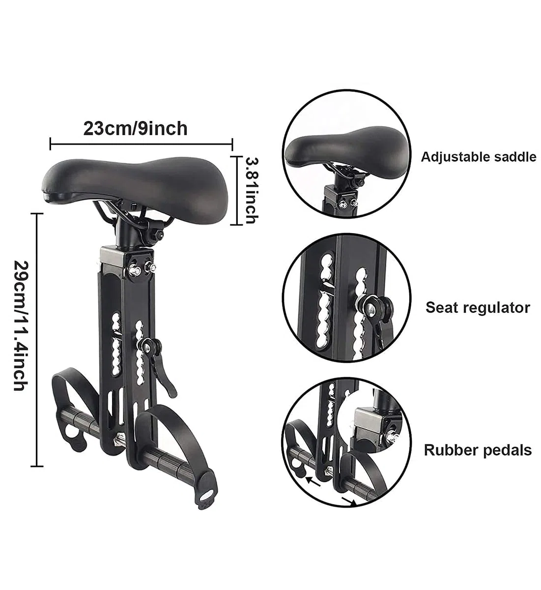 Asiento de Bicicleta para niños para Bicicletas de montaña, Asientos Delanteros Desmontables para niños de 2 a 5 años, Compatible con Todos los Adultos MTB (Asiento y Asa)